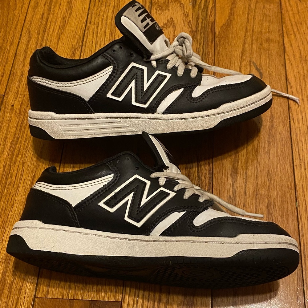 Women's New Balance 480‎ Black White Panda Low Top Sneakers Size 7